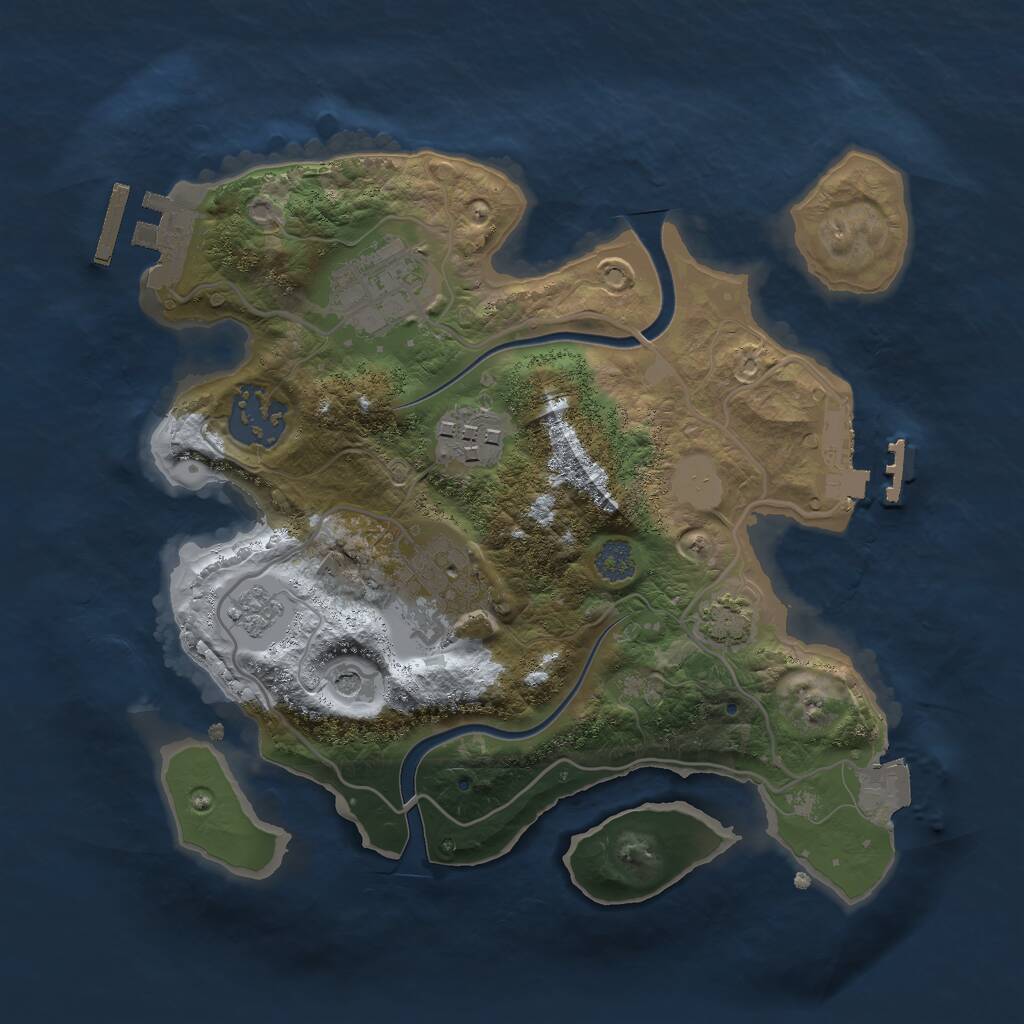 Rust Map: Procedural Map, Size: 2500, Seed: 5892, 12 Monuments