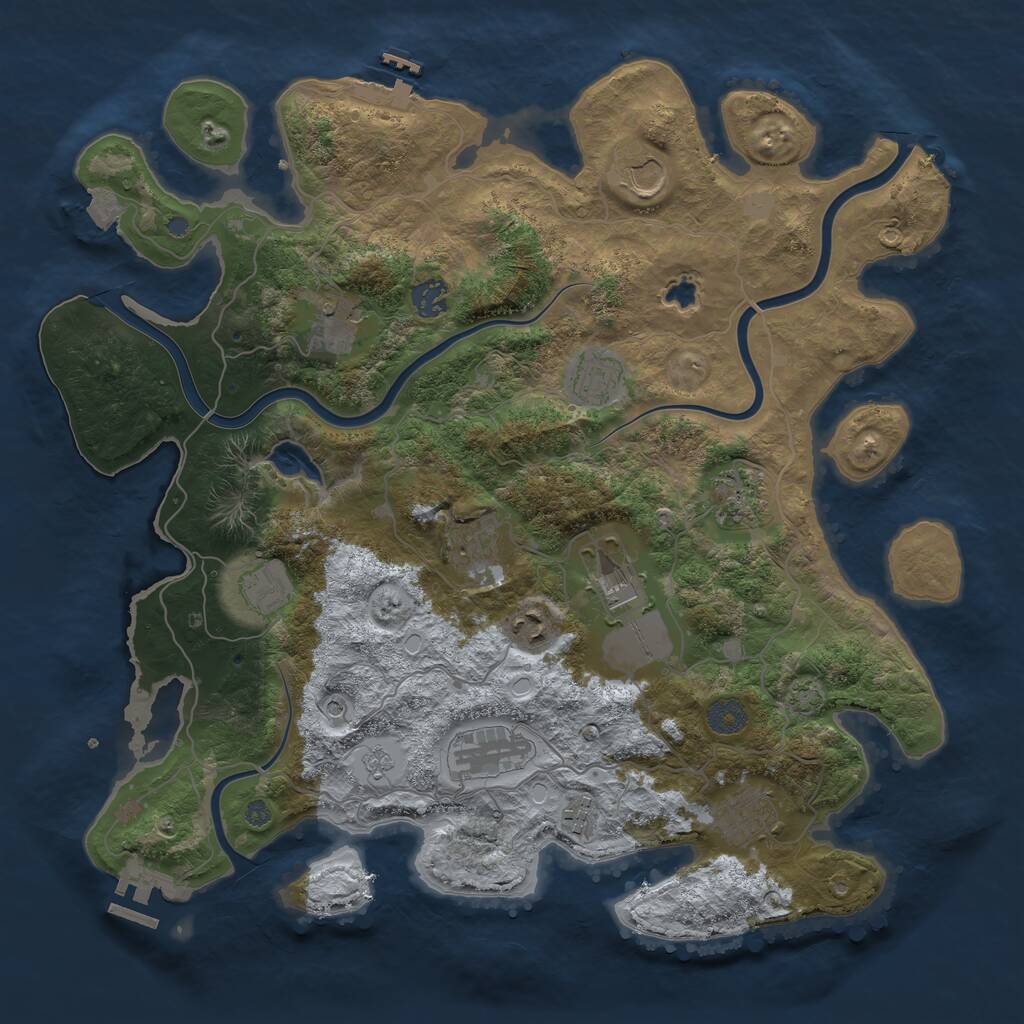 Rust Map: Procedural Map, Size: 4000, Seed: 748356433, 19 Monuments