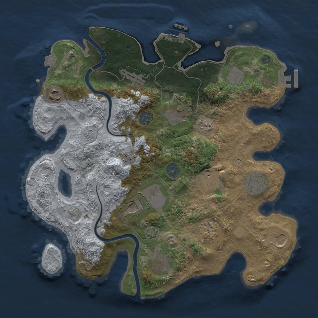 Rust Map: Procedural Map, Size: 3500, Seed: 1186800106, 19 Monuments