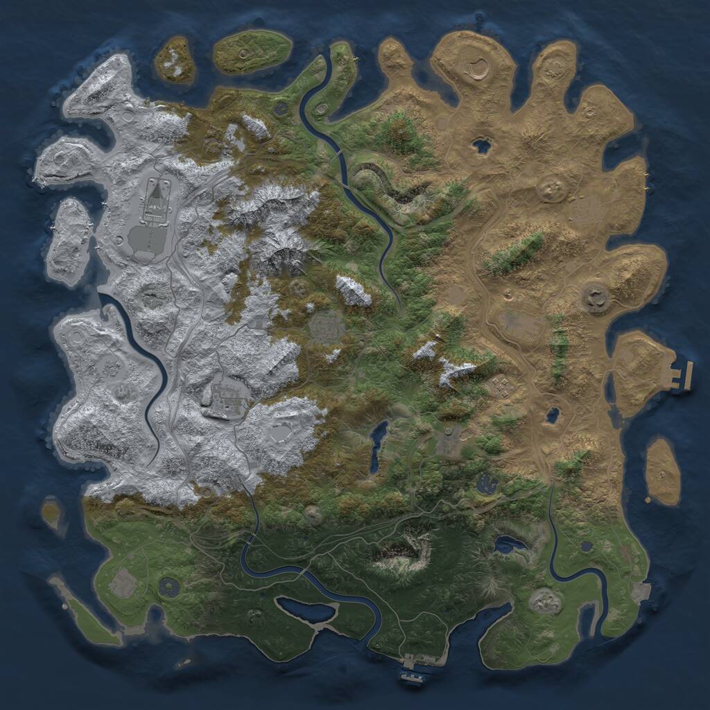 Rust Map: Procedural Map, Size: 5000, Seed: 1758801068, 19 Monuments