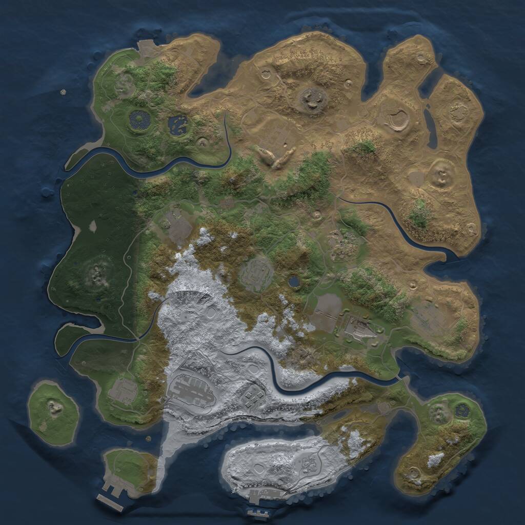 Rust Map: Procedural Map, Size: 3750, Seed: 791173509, 19 Monuments