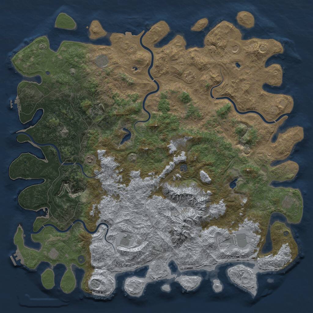 Rust Map: Procedural Map, Size: 6000, Seed: 788844284, 19 Monuments