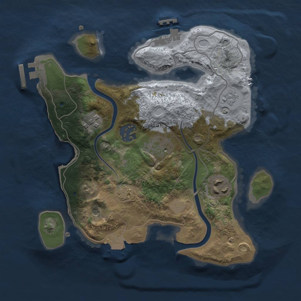 Rust Map: Procedural Map, Size: 2500, Seed: 2022881275, 12 Monuments