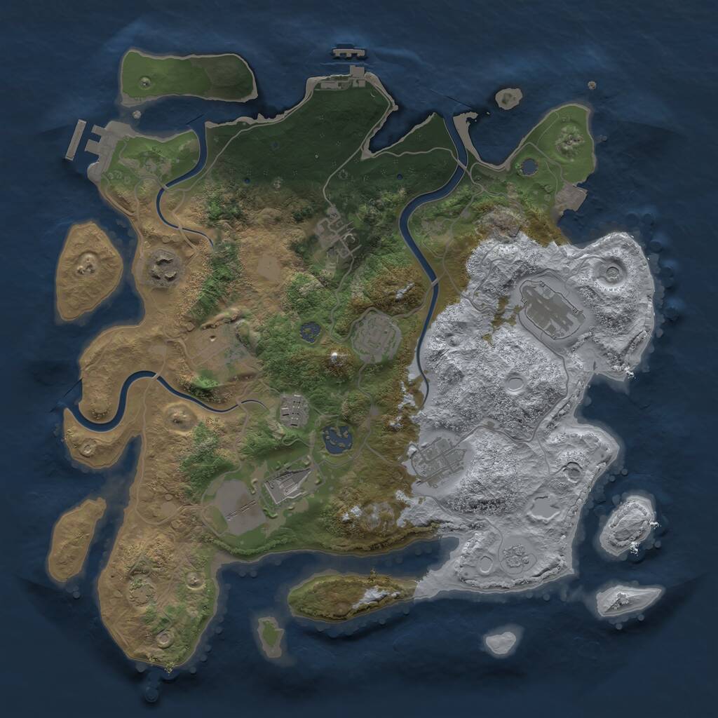 Rust Map: Procedural Map, Size: 3500, Seed: 1265975880, 17 Monuments