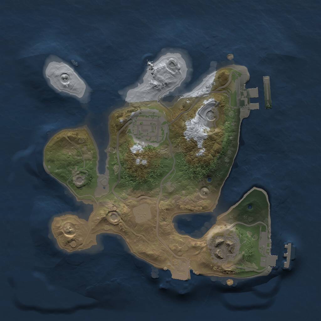 Rust Map: Procedural Map, Size: 2000, Seed: 2121284005, 8 Monuments