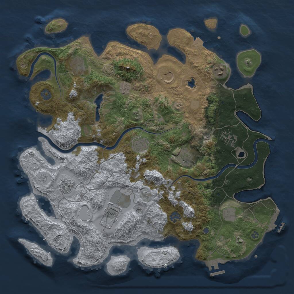 Rust Map: Procedural Map, Size: 4000, Seed: 20261020, 18 Monuments