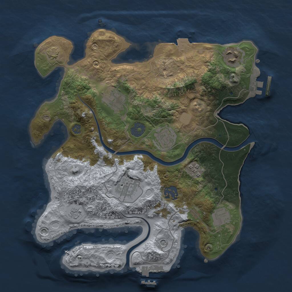 Rust Map: Procedural Map, Size: 3000, Seed: 96737, 14 Monuments