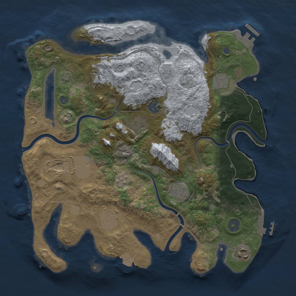 Rust Map: Procedural Map, Size: 3500, Seed: 1208964889, 16 Monuments