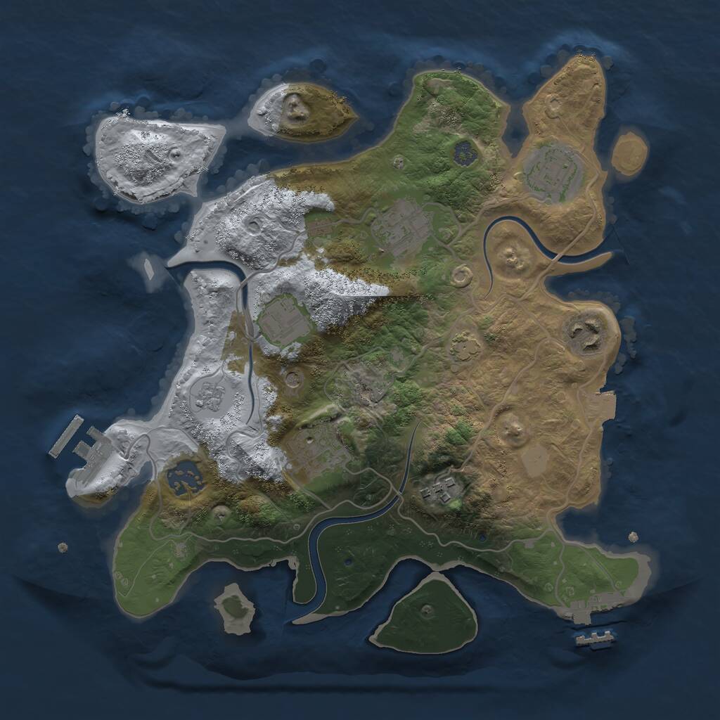Rust Map: Procedural Map, Size: 3000, Seed: 2054172091, 14 Monuments