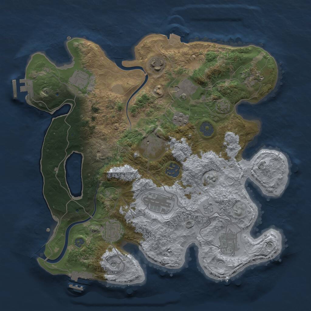 Rust Map: Procedural Map, Size: 3300, Seed: 54785, 17 Monuments