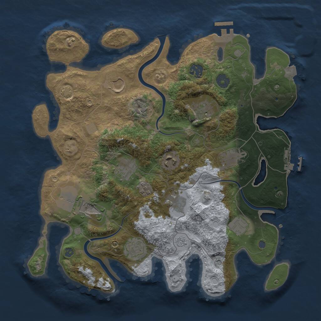 Rust Map: Procedural Map, Size: 3500, Seed: 1328391659, 18 Monuments