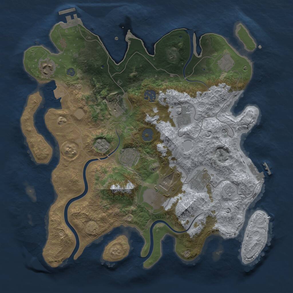 Rust Map: Procedural Map, Size: 3500, Seed: 179946182, 16 Monuments