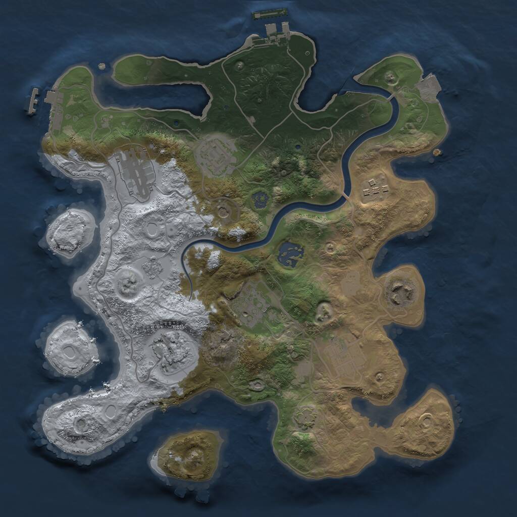 Rust Map: Procedural Map, Size: 3000, Seed: 698477907, 16 Monuments