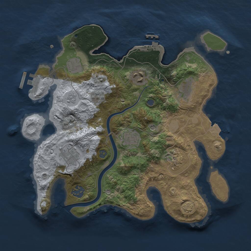 Rust Map: Procedural Map, Size: 3000, Seed: 3686316, 15 Monuments