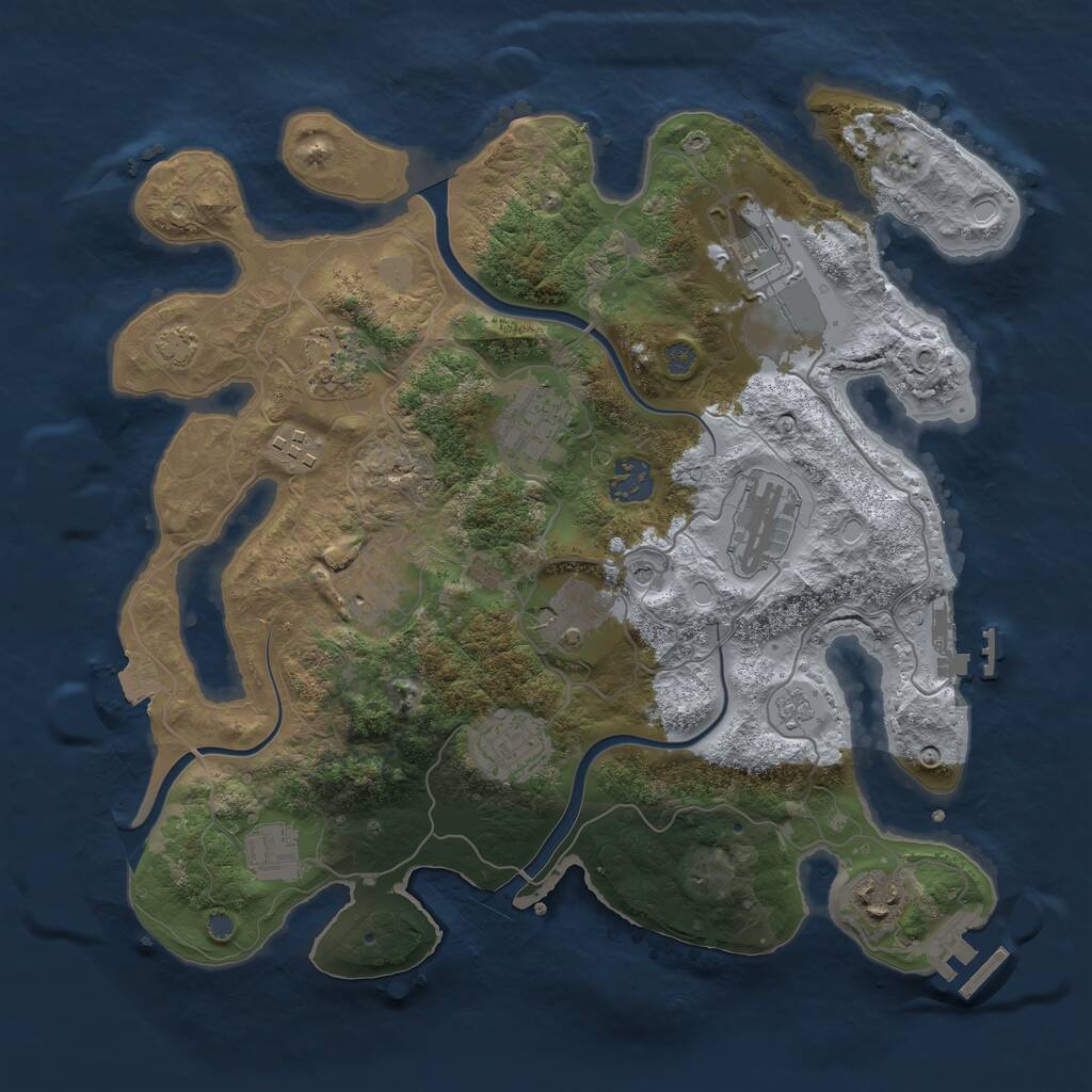 Rust Map: Procedural Map, Size: 3500, Seed: 615765637, 16 Monuments