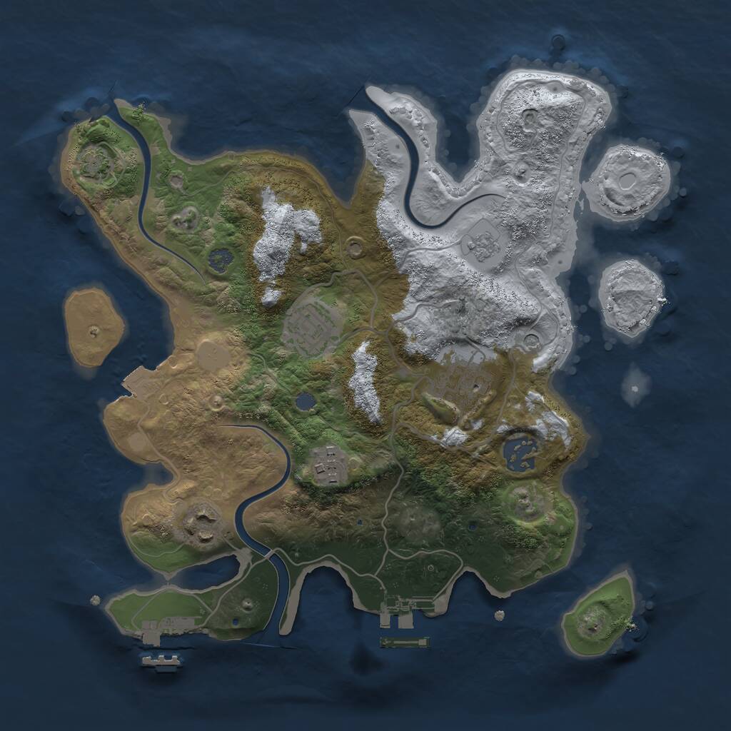 Rust Map: Procedural Map, Size: 3000, Seed: 2128802245, 13 Monuments