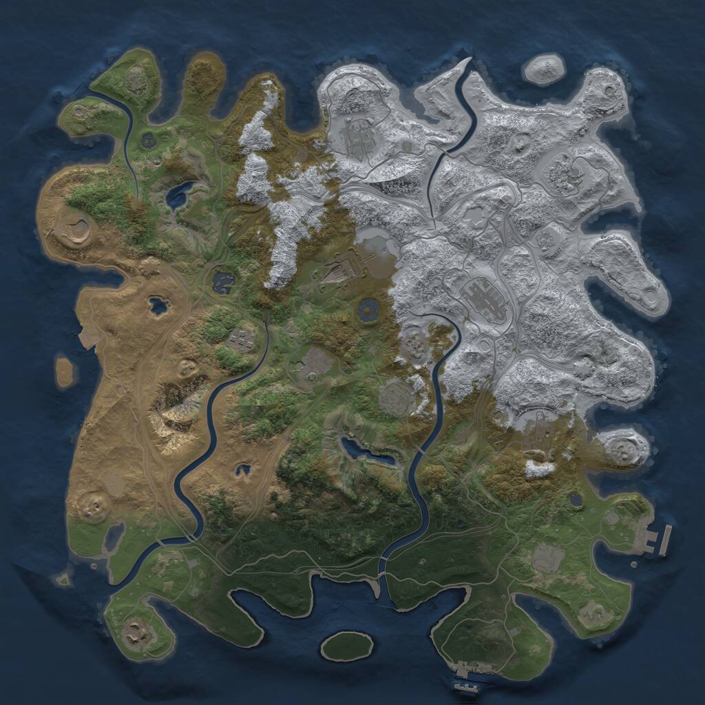 Rust Map: Procedural Map, Size: 4500, Seed: 742002121, 19 Monuments