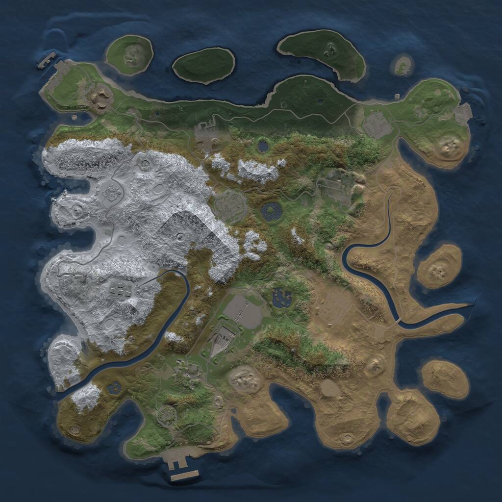 Rust Map: Procedural Map, Size: 3600, Seed: 1583451197, 17 Monuments