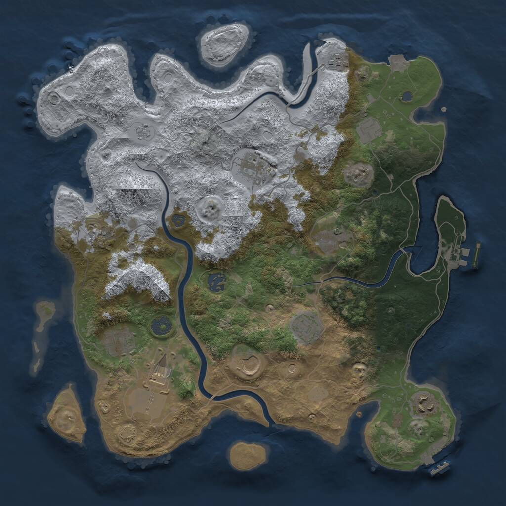 Rust Map: Procedural Map, Size: 3850, Seed: 2015137123, 16 Monuments