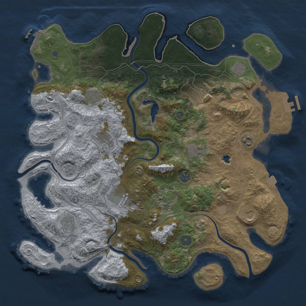 Rust Map: Procedural Map, Size: 4250, Seed: 491124599, 19 Monuments