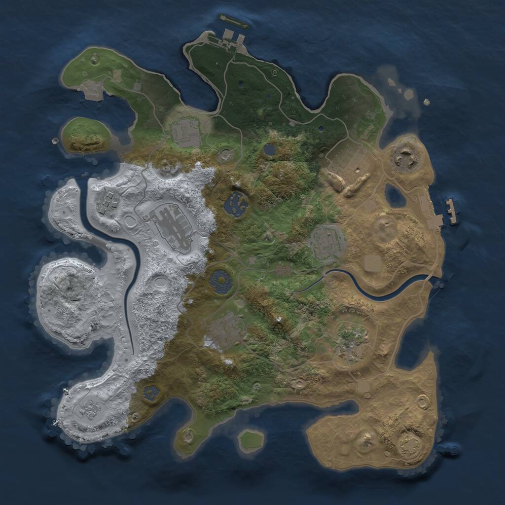 Rust Map: Procedural Map, Size: 3200, Seed: 40603, 16 Monuments