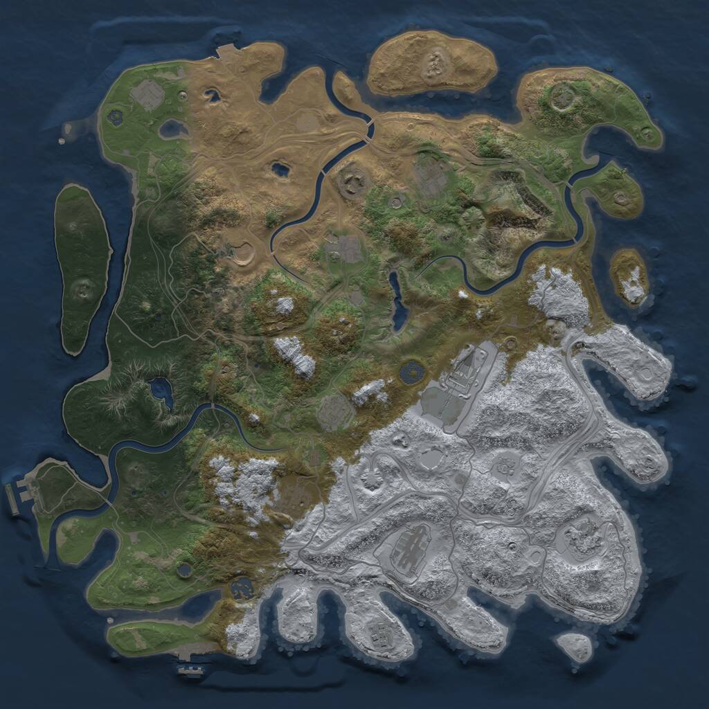 Rust Map: Procedural Map, Size: 4500, Seed: 781957226, 19 Monuments