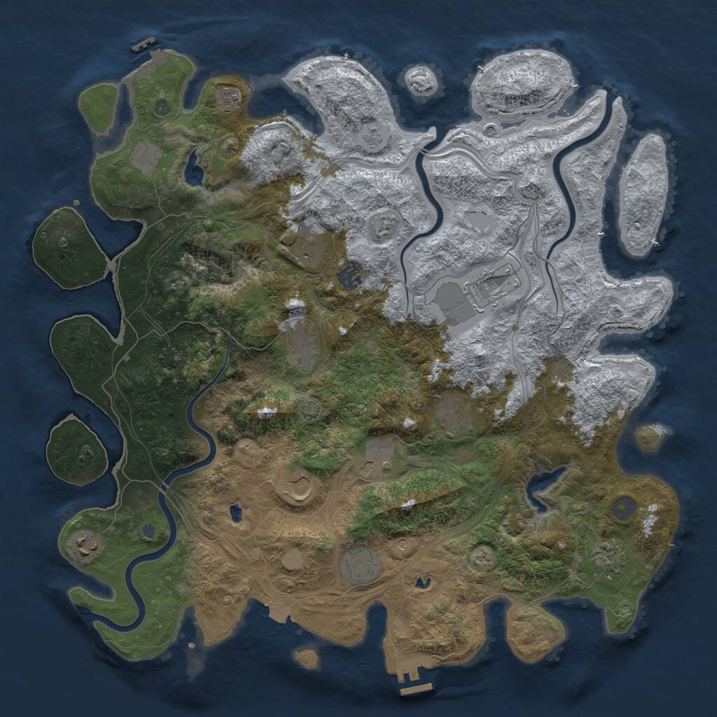 Rust Map: Procedural Map, Size: 4500, Seed: 1140865, 17 Monuments