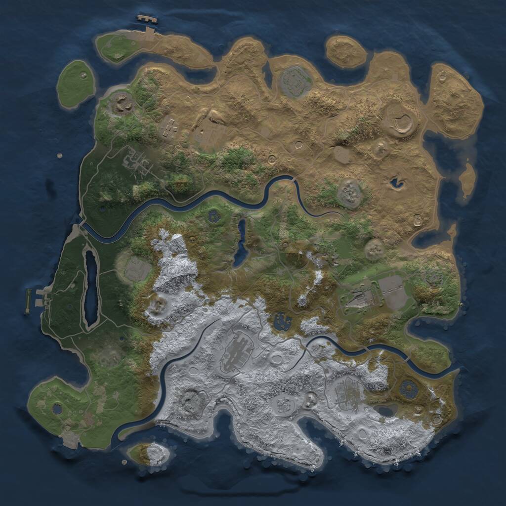 Rust Map: Procedural Map, Size: 4000, Seed: 1131388686, 19 Monuments