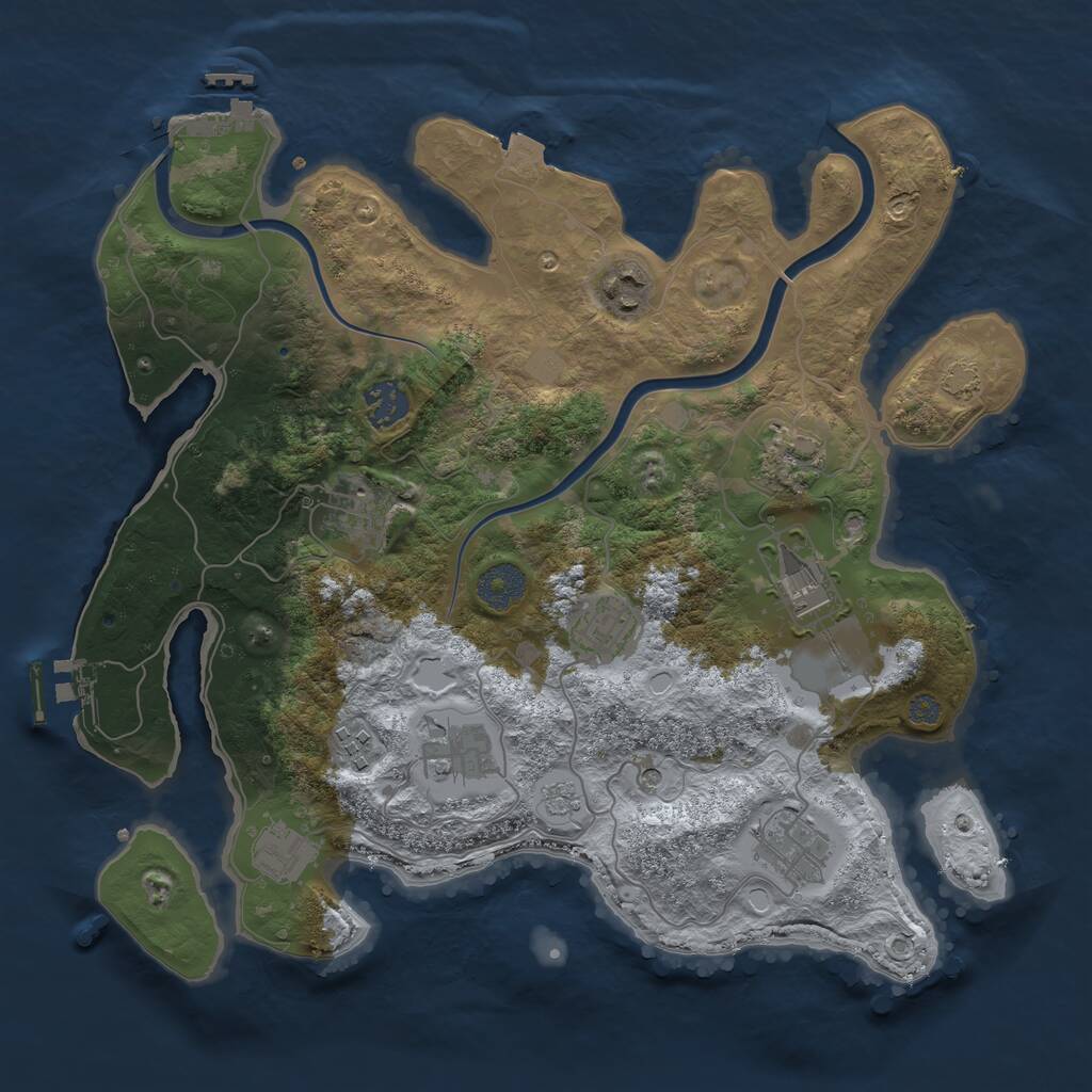 Rust Map: Procedural Map, Size: 3500, Seed: 358575810, 15 Monuments