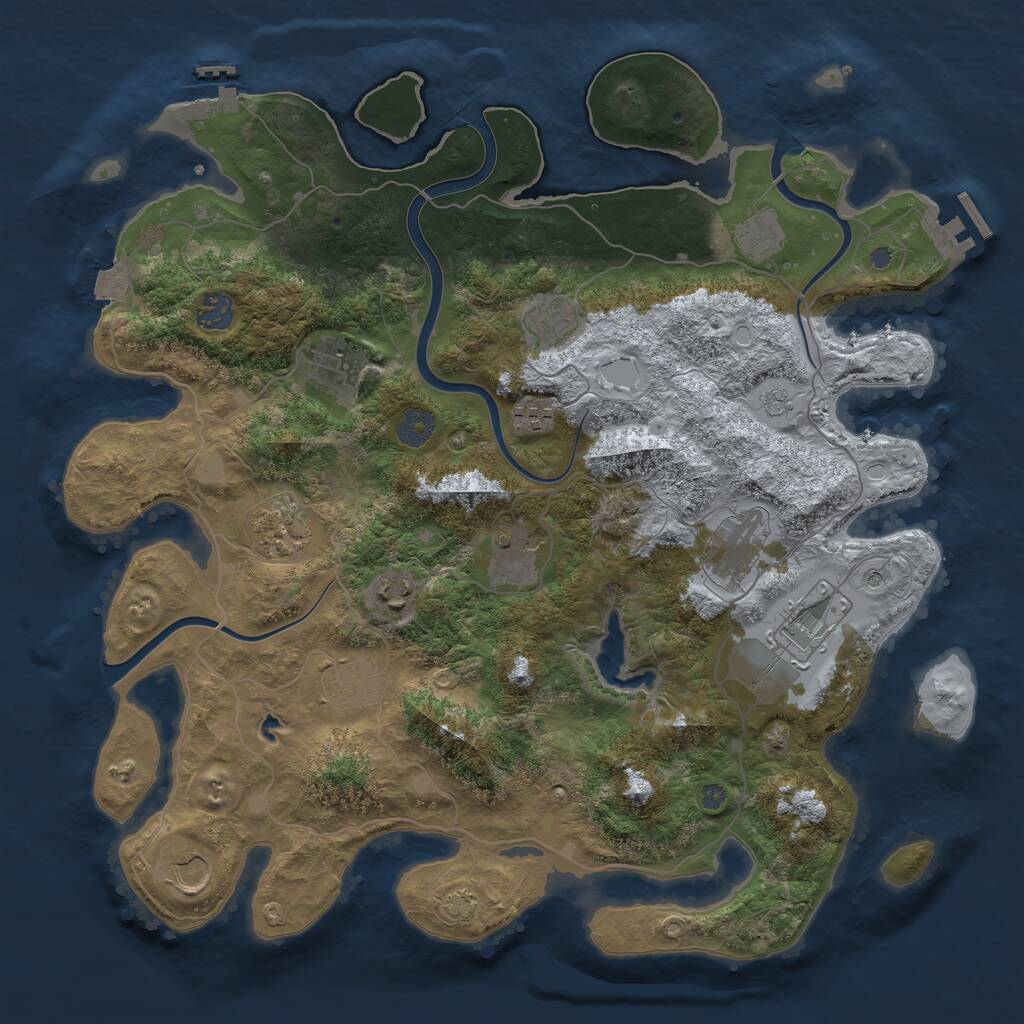 Rust Map: Procedural Map, Size: 4000, Seed: 1085685125, 19 Monuments