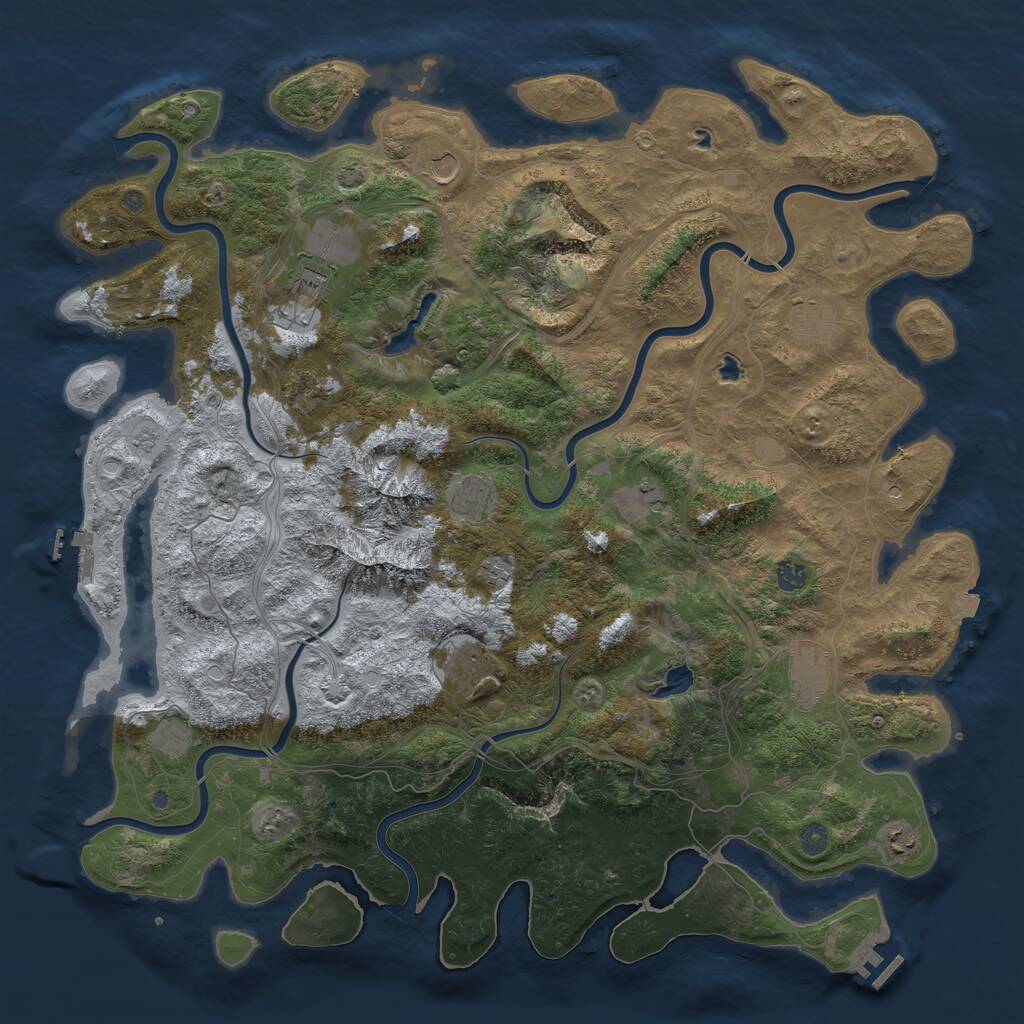 Rust Map: Procedural Map, Size: 5000, Seed: 4123561, 19 Monuments