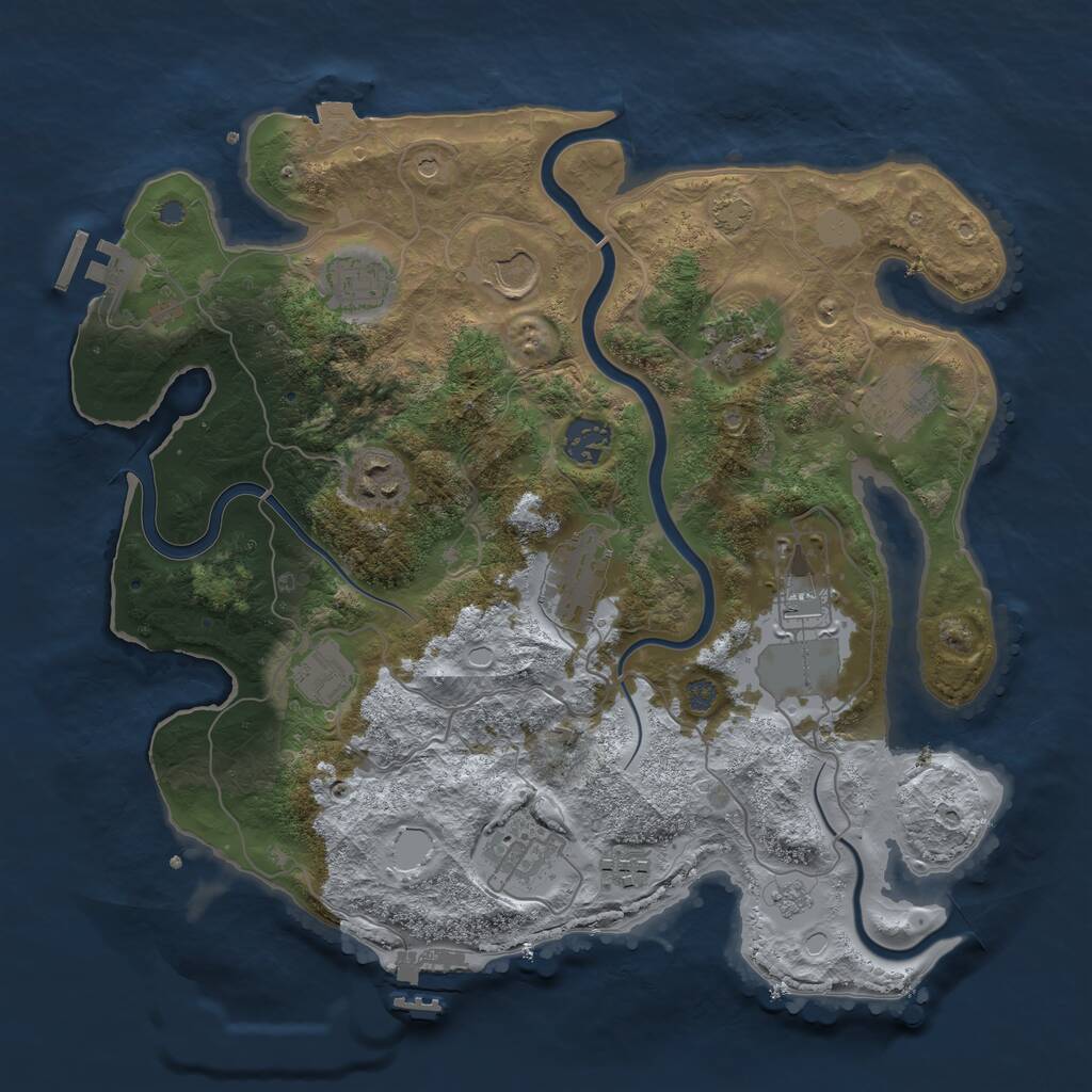 Rust Map: Procedural Map, Size: 3500, Seed: 14439, 18 Monuments