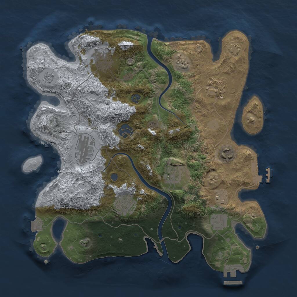 Rust Map: Procedural Map, Size: 3200, Seed: 28151, 16 Monuments