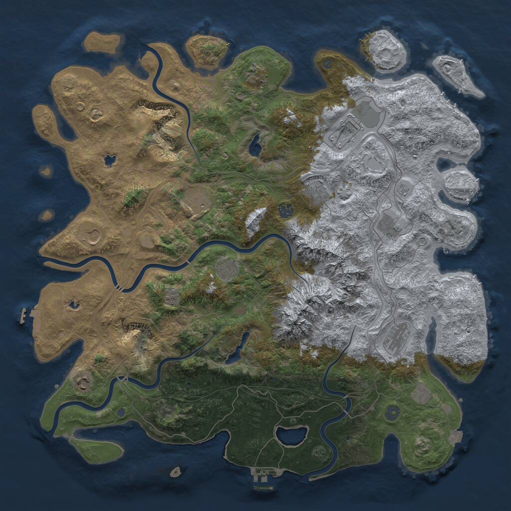 Rust Map: Procedural Map, Size: 5000, Seed: 264, 19 Monuments