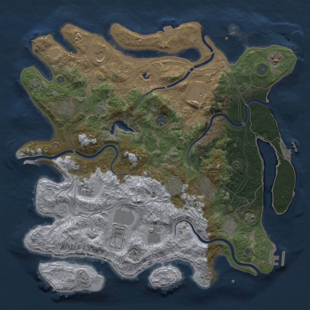 Rust Map: Procedural Map, Size: 4250, Seed: 852734, 19 Monuments