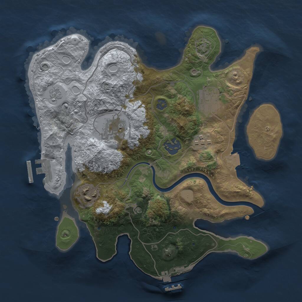 Rust Map: Procedural Map, Size: 2750, Seed: 1999429446, 13 Monuments