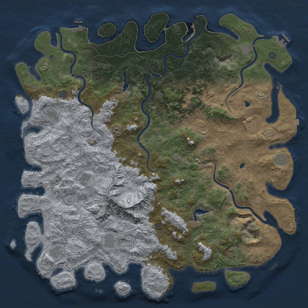 Rust Map: Procedural Map, Size: 6000, Seed: 8870887, 19 Monuments