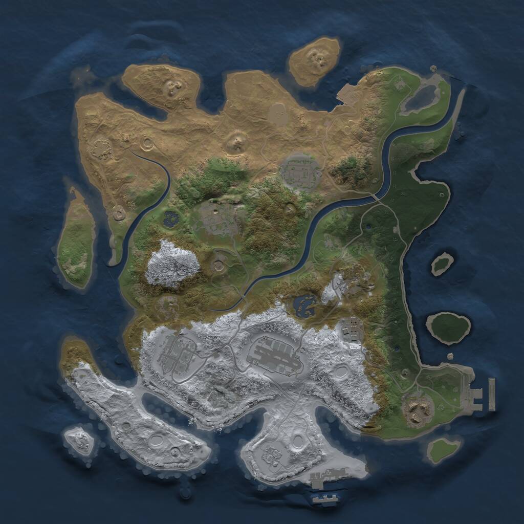 Rust Map: Procedural Map, Size: 3200, Seed: 39457, 16 Monuments