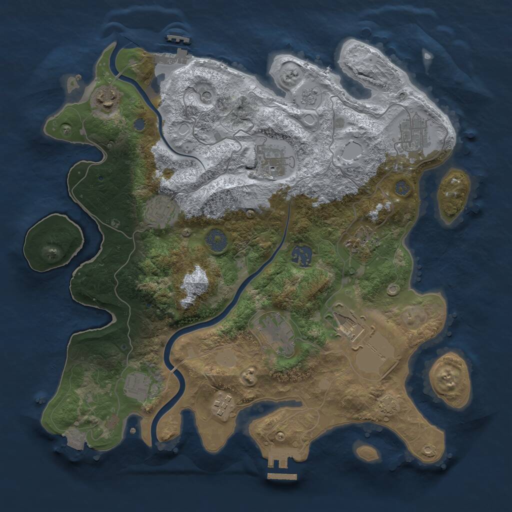 Rust Map: Procedural Map, Size: 3500, Seed: 1154436512, 17 Monuments