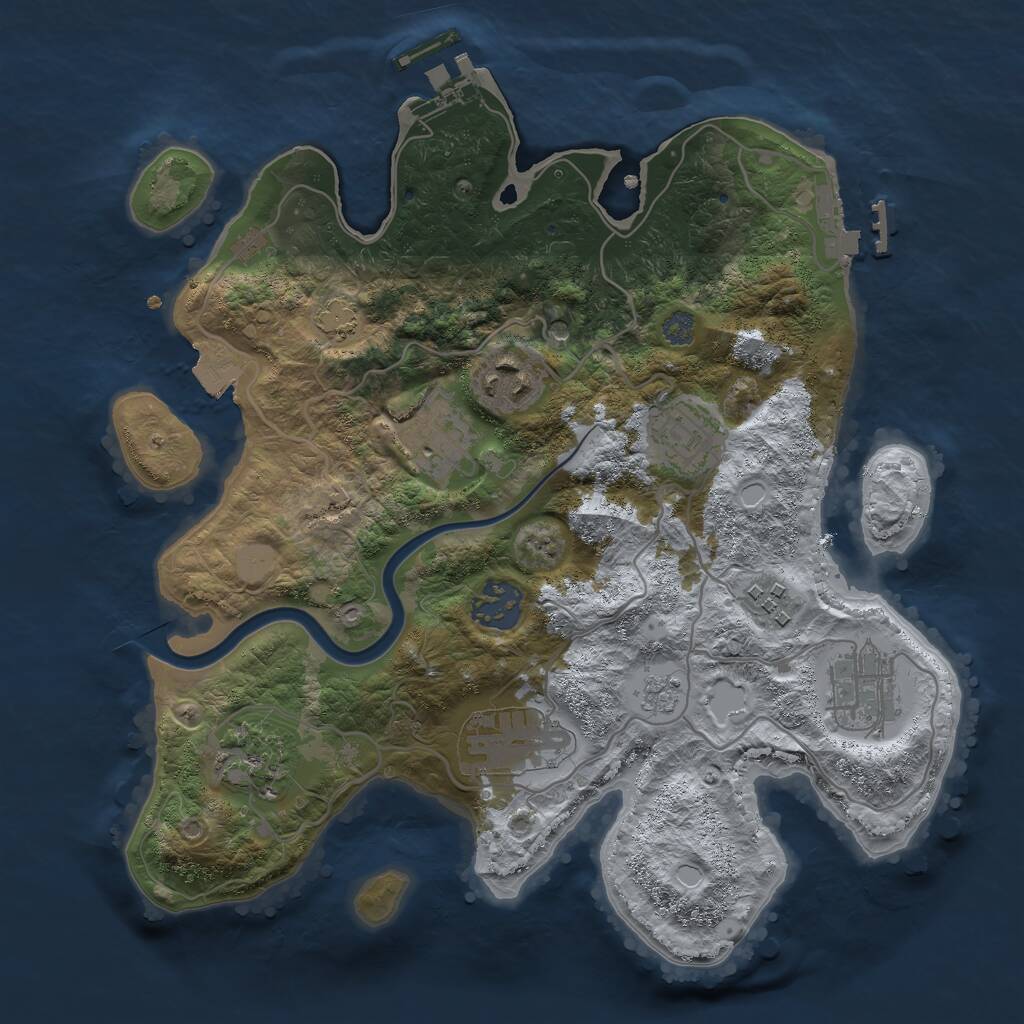 Rust Map: Procedural Map, Size: 3000, Seed: 369863190, 16 Monuments
