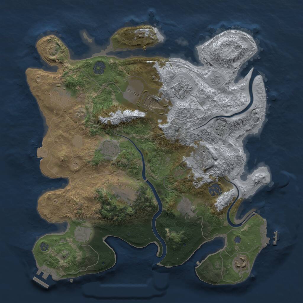 Rust Map: Procedural Map, Size: 3500, Seed: 1800467502, 18 Monuments