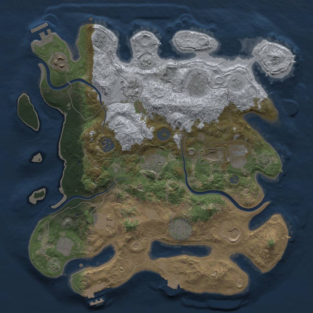 Rust Map: Procedural Map, Size: 3500, Seed: 1168643815, 18 Monuments
