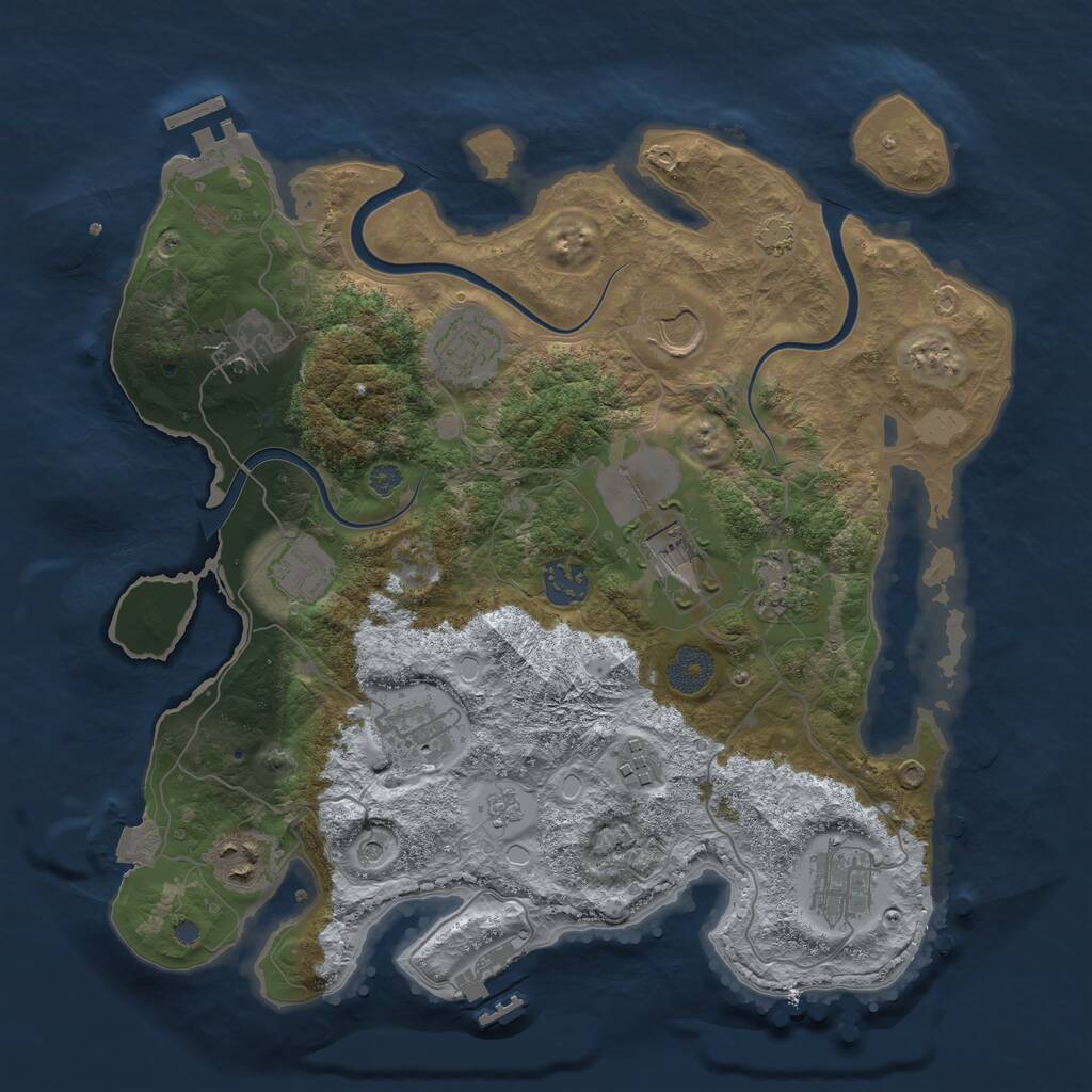 Rust Map: Procedural Map, Size: 3500, Seed: 154444, 18 Monuments