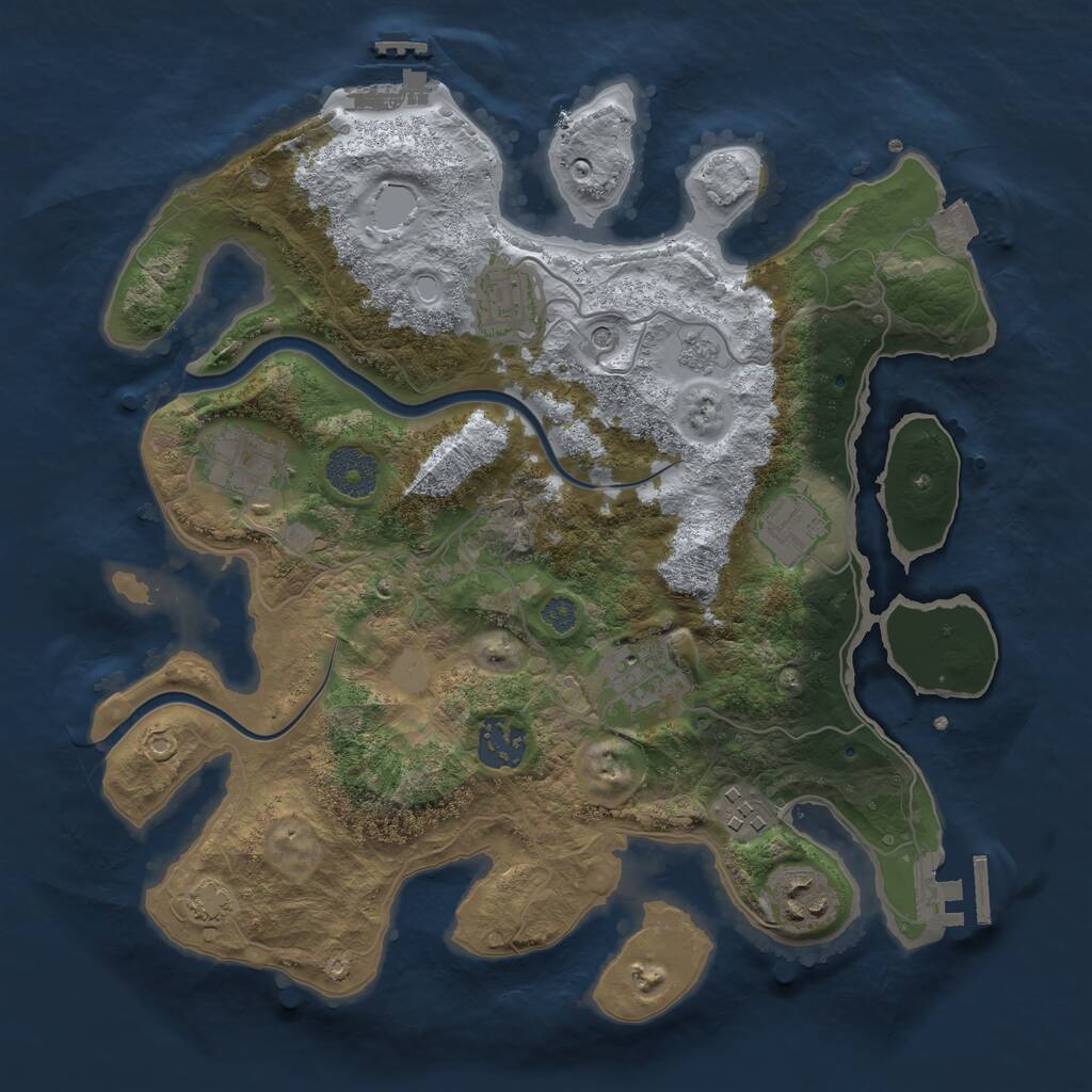 Rust Map: Procedural Map, Size: 3200, Seed: 1563620409, 14 Monuments