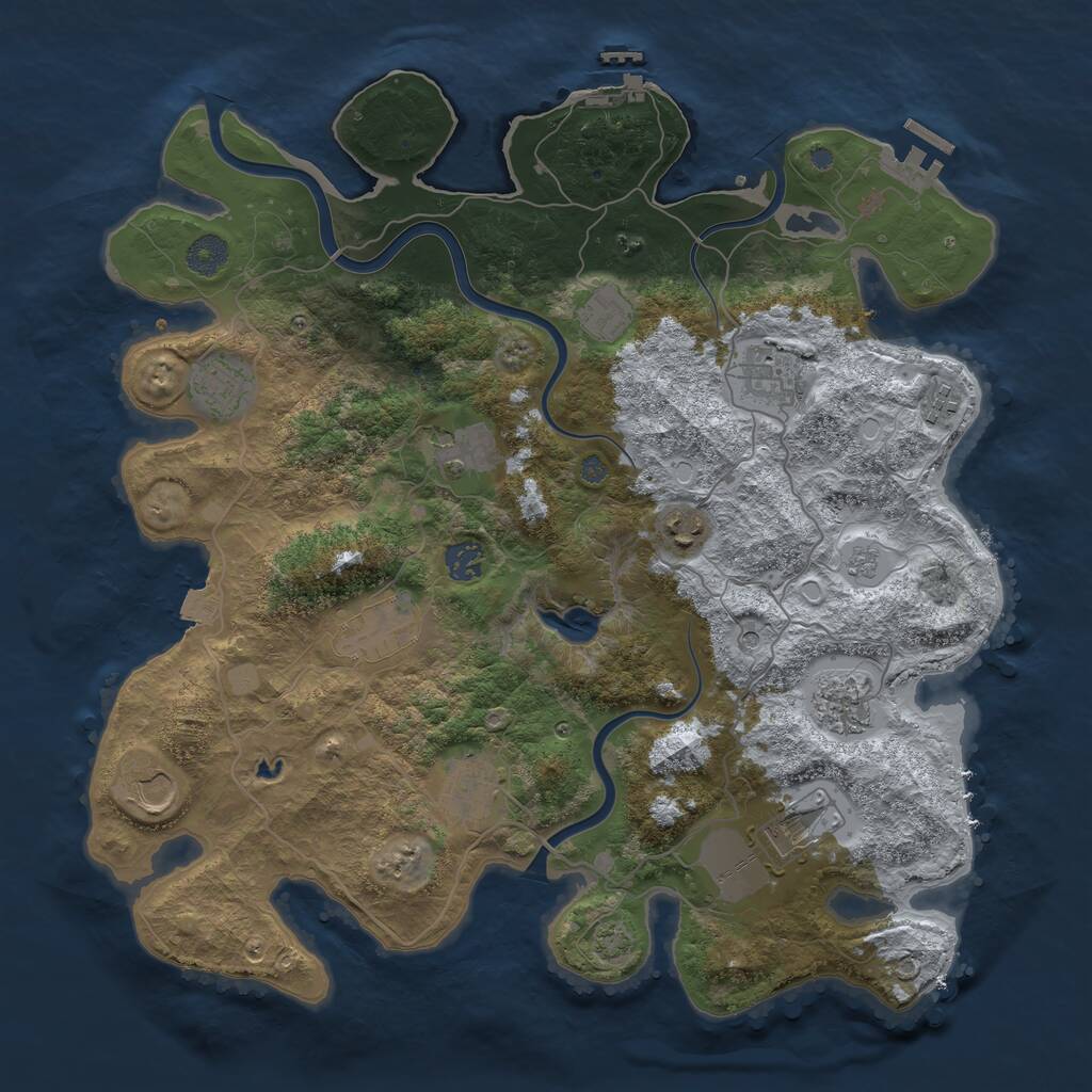 Rust Map: Procedural Map, Size: 4000, Seed: 7865, 19 Monuments