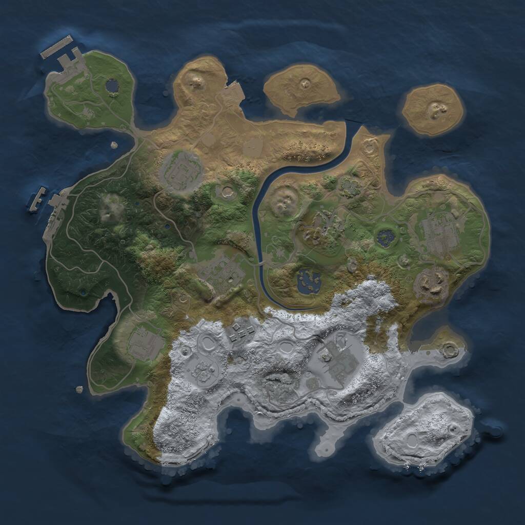 Rust Map: Procedural Map, Size: 3000, Seed: 7214261, 16 Monuments