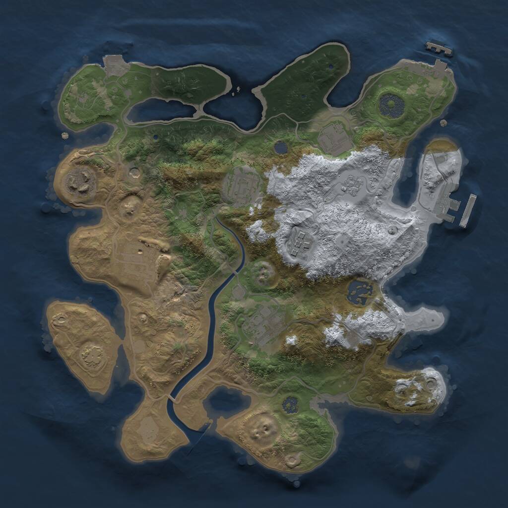 Rust Map: Procedural Map, Size: 3000, Seed: 2140952930, 14 Monuments