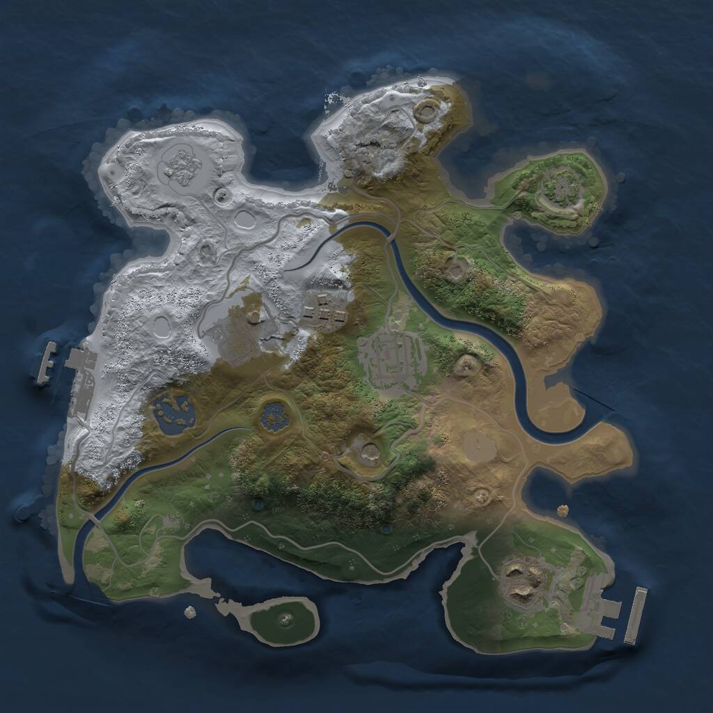 Rust Map: Procedural Map, Size: 2500, Seed: 1961776109, 13 Monuments