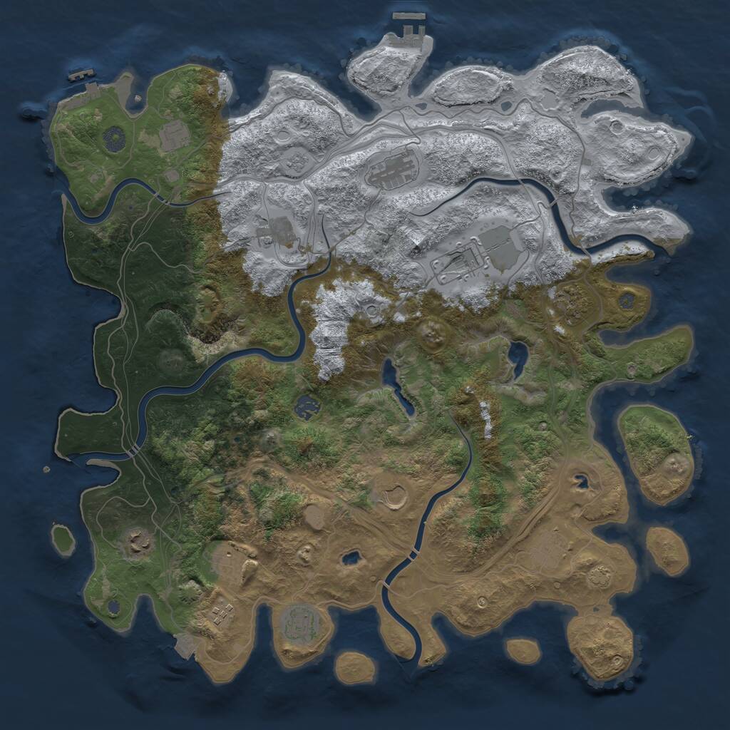 Rust Map: Procedural Map, Size: 4500, Seed: 1957173558, 19 Monuments
