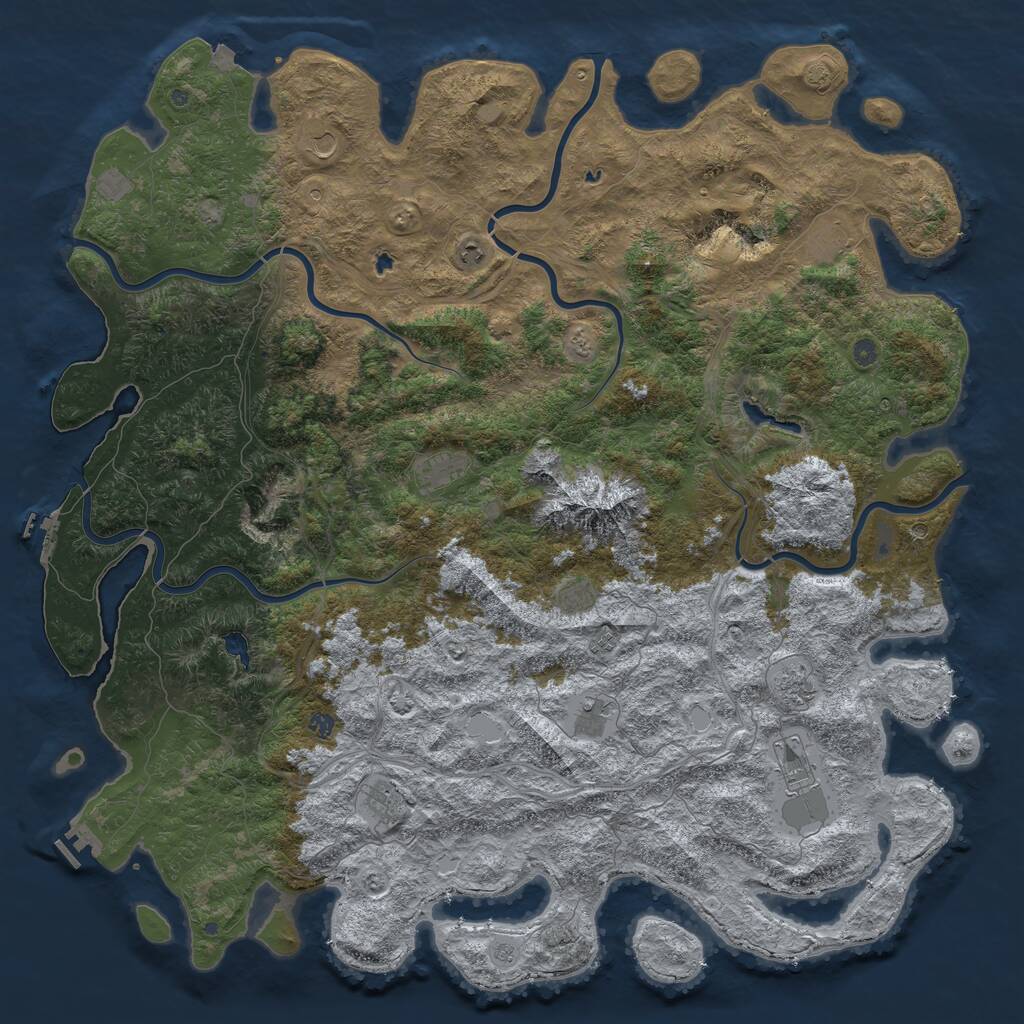 Rust Map: Procedural Map, Size: 6000, Seed: 654812, 19 Monuments